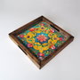 Aberto Design Bandeja REF050 de Madera Maciza con Impresión UV 35x35x4 cm